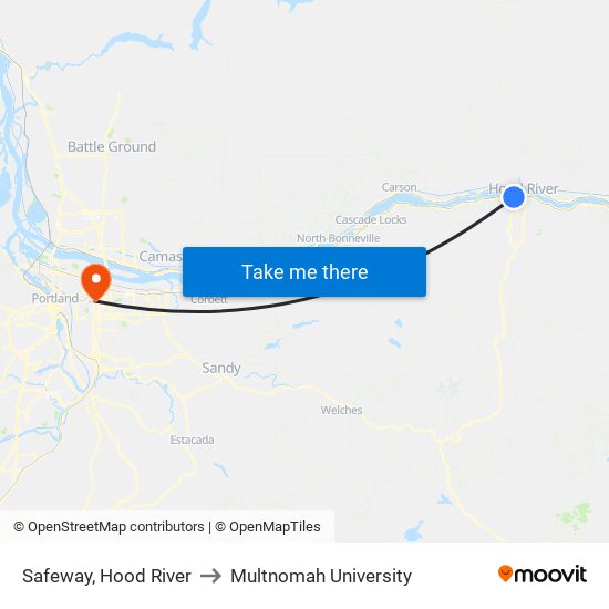 Safeway, Hood River to Multnomah University map