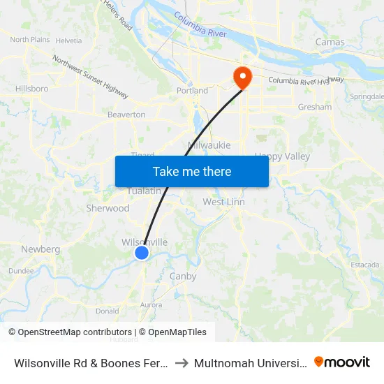 Wilsonville Rd & Boones Ferry to Multnomah University map