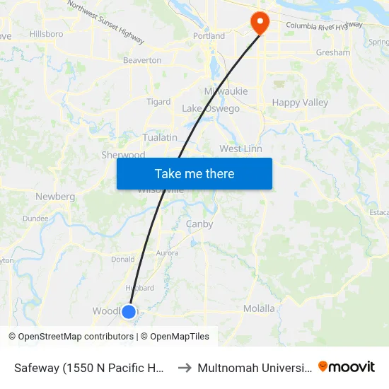 Safeway (1550 N Pacific Hwy) to Multnomah University map