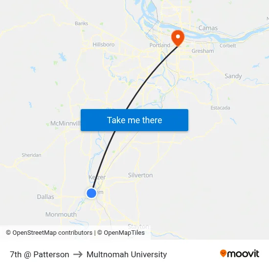 7th @ Patterson to Multnomah University map