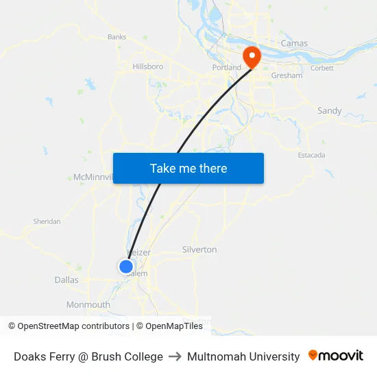 Doaks Ferry @ Brush College to Multnomah University map