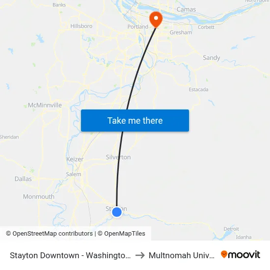 Stayton Downtown - Washington @ 4th to Multnomah University map