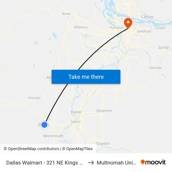 Dallas Walmart - 321 NE Kings Valley Hwy to Multnomah University map