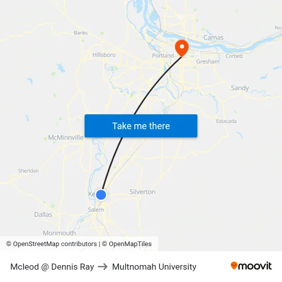 Mcleod @ Dennis Ray to Multnomah University map