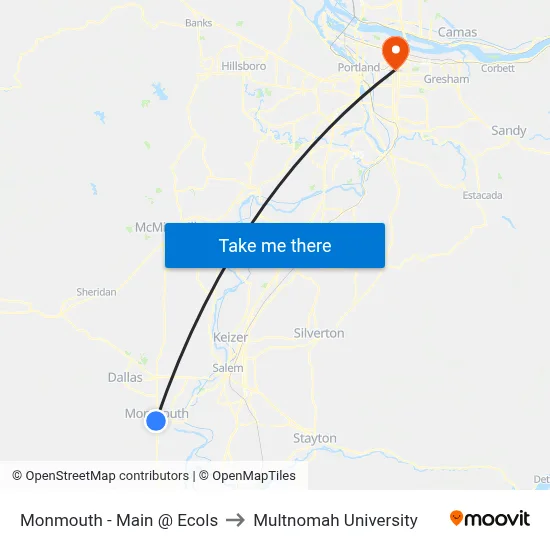 Monmouth - Main @ Ecols to Multnomah University map