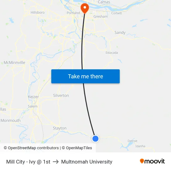Mill City - Ivy @ 1st to Multnomah University map