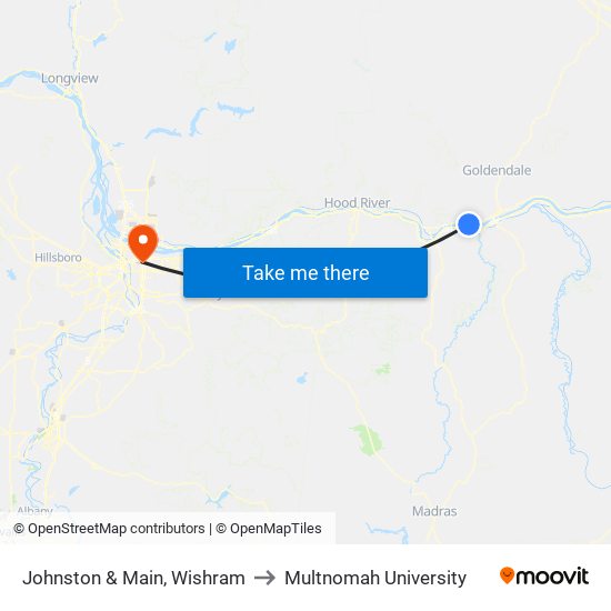 Johnston & Main, Wishram to Multnomah University map