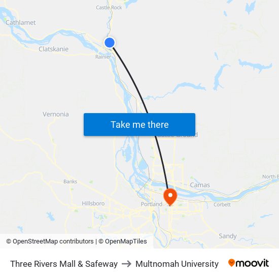 Three Rivers Mall & Safeway to Multnomah University map