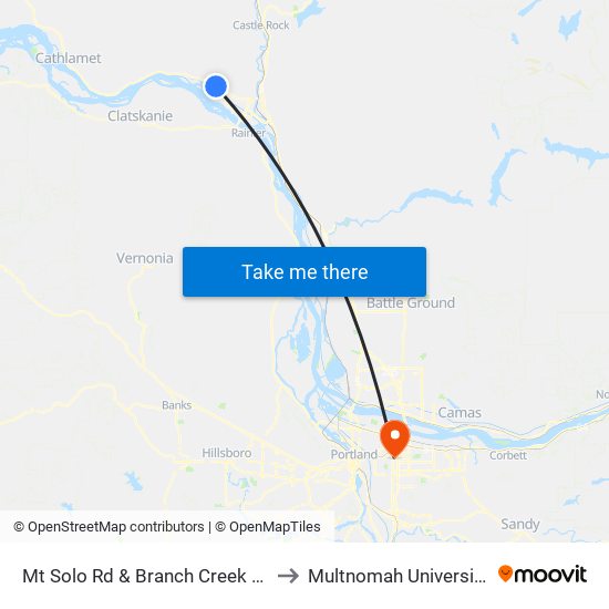 Mt Solo Rd & Branch Creek Dr to Multnomah University map