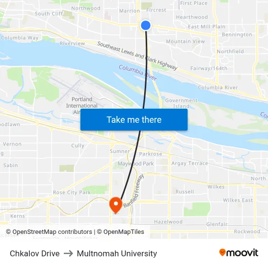 Chkalov Drive to Multnomah University map