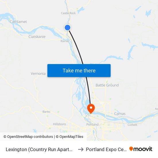 Lexington (Country Run Apartments) to Portland Expo Center map