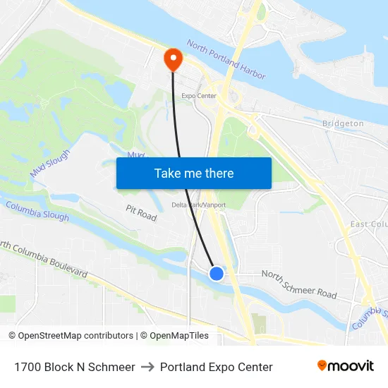 1700 Block N Schmeer to Portland Expo Center map