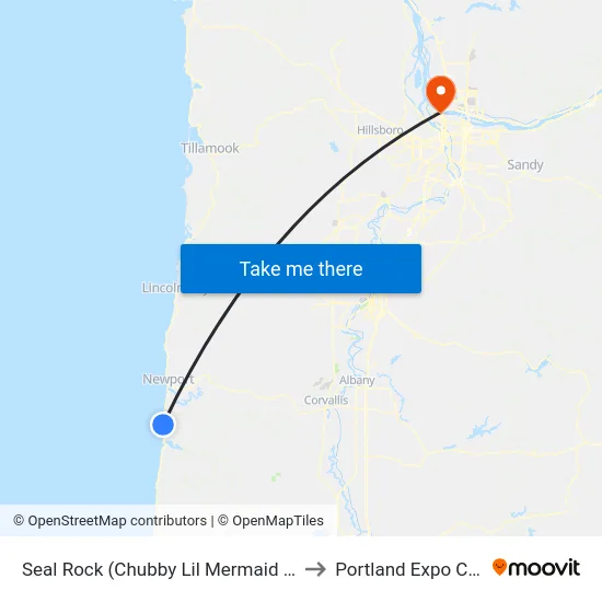 Seal Rock (Chubby Lil Mermaid Bakery) to Portland Expo Center map