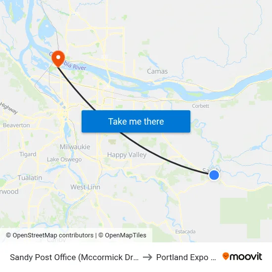 Sandy Post Office (Mccormick Dr & Wolf Dr) to Portland Expo Center map