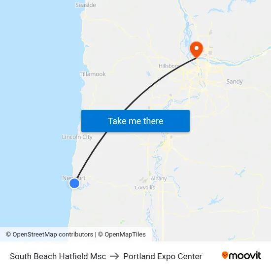 South Beach Hatfield Msc to Portland Expo Center map
