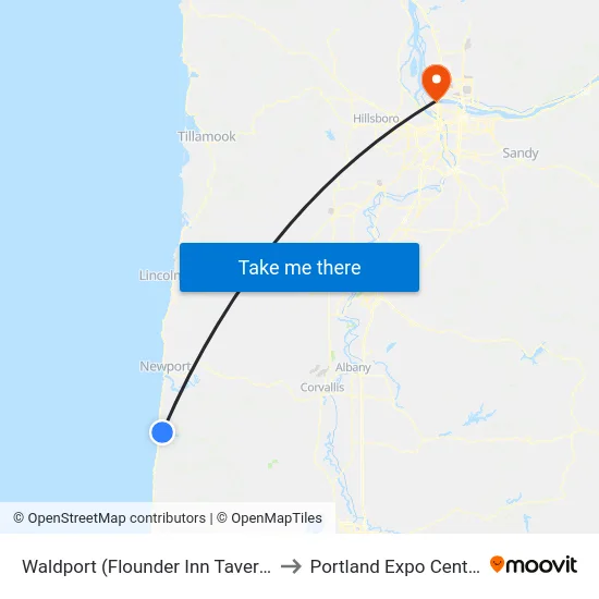 Waldport (Flounder Inn Tavern) to Portland Expo Center map