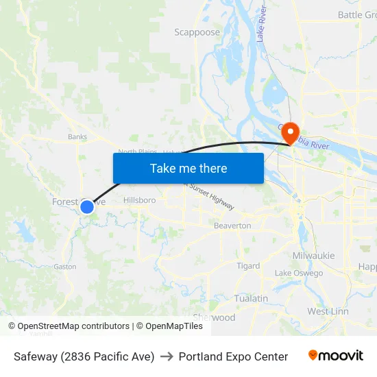 Safeway (2836 Pacific Ave) to Portland Expo Center map