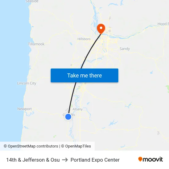 14th & Jefferson & Osu to Portland Expo Center map
