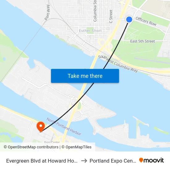 Evergreen Blvd at Howard House to Portland Expo Center map