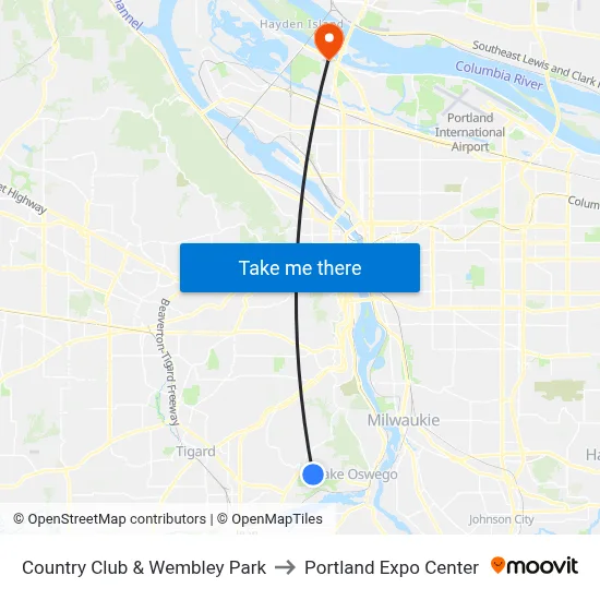 Country Club & Wembley Park to Portland Expo Center map