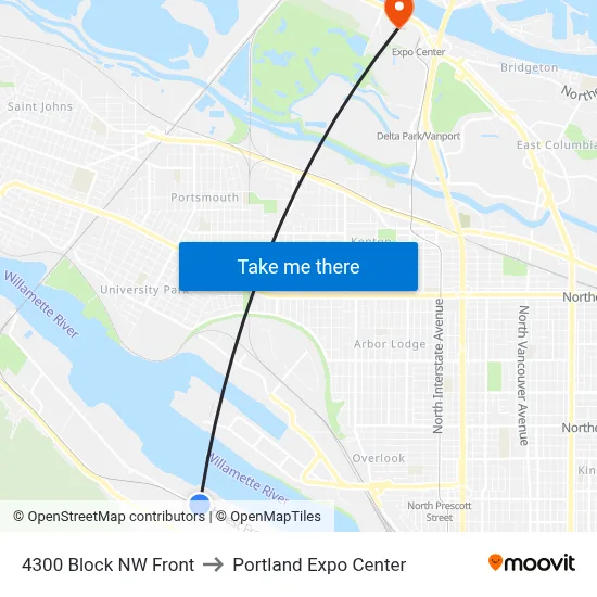 4300 Block NW Front to Portland Expo Center map