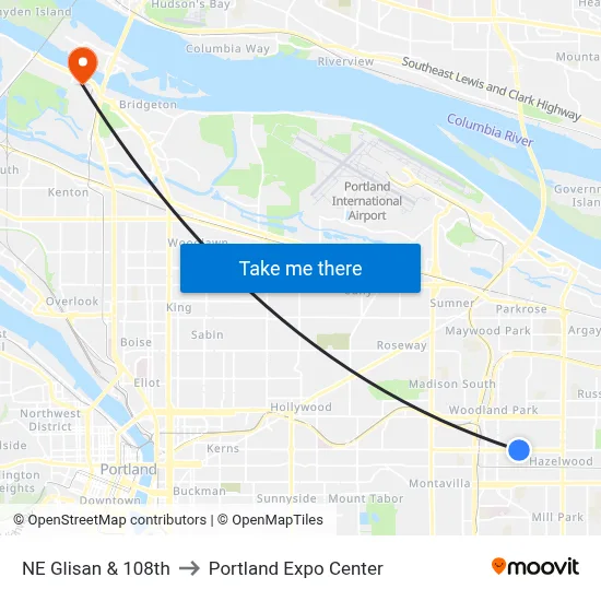NE Glisan & 108th to Portland Expo Center map