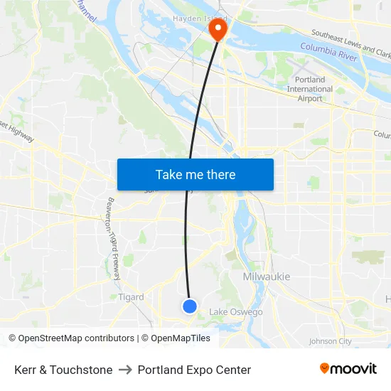 Kerr & Touchstone to Portland Expo Center map
