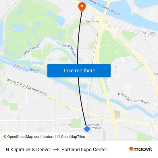N Kilpatrick & Denver to Portland Expo Center map