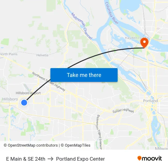 E Main & SE 24th to Portland Expo Center map