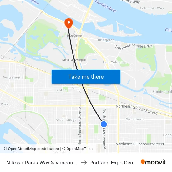 N Rosa Parks Way & Vancouver to Portland Expo Center map