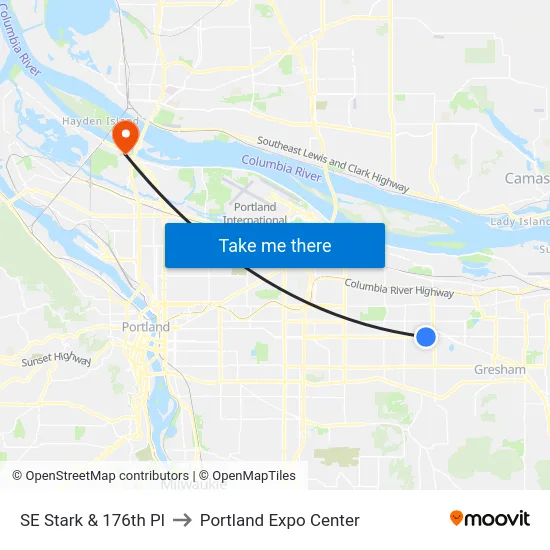 SE Stark & 176th Pl to Portland Expo Center map