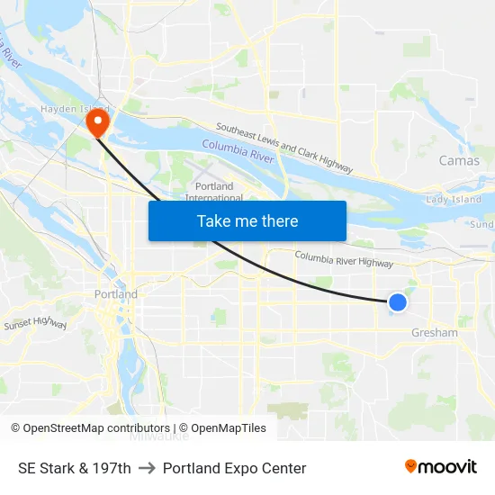 SE Stark & 197th to Portland Expo Center map