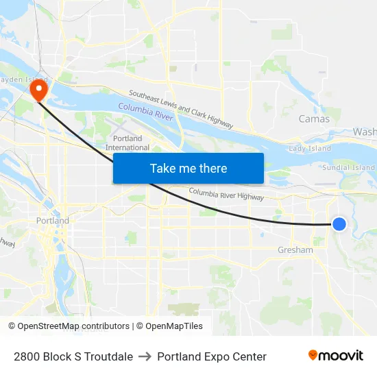 2800 Block S Troutdale to Portland Expo Center map