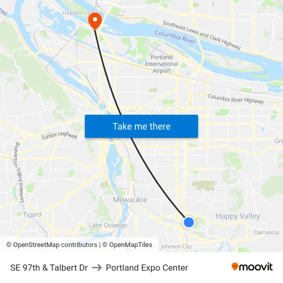 SE 97th & Talbert Dr to Portland Expo Center map