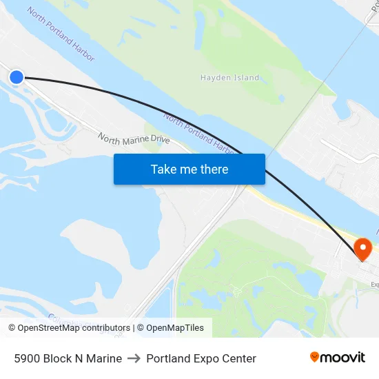 5900 Block N Marine to Portland Expo Center map