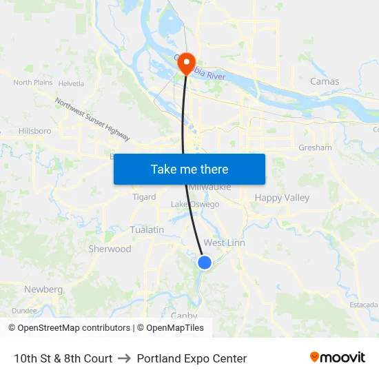 10th St & 8th Court to Portland Expo Center map