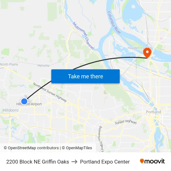 2200 Block NE Griffin Oaks to Portland Expo Center map