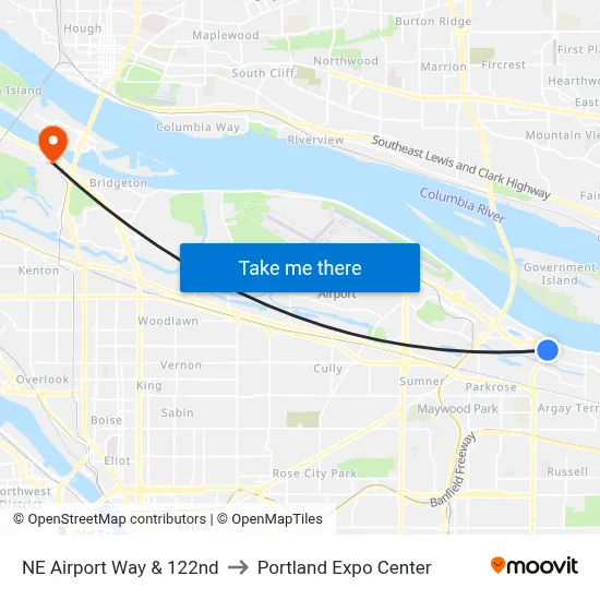 NE Airport Way & 122nd to Portland Expo Center map