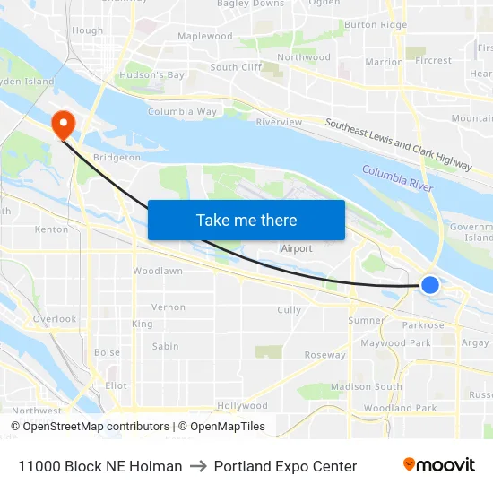 11000 Block NE Holman to Portland Expo Center map
