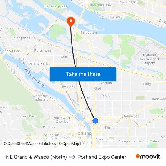 NE Grand & Wasco (North) to Portland Expo Center map