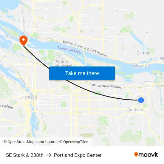 SE Stark & 238th to Portland Expo Center map