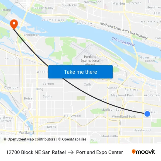 12700 Block NE San Rafael to Portland Expo Center map