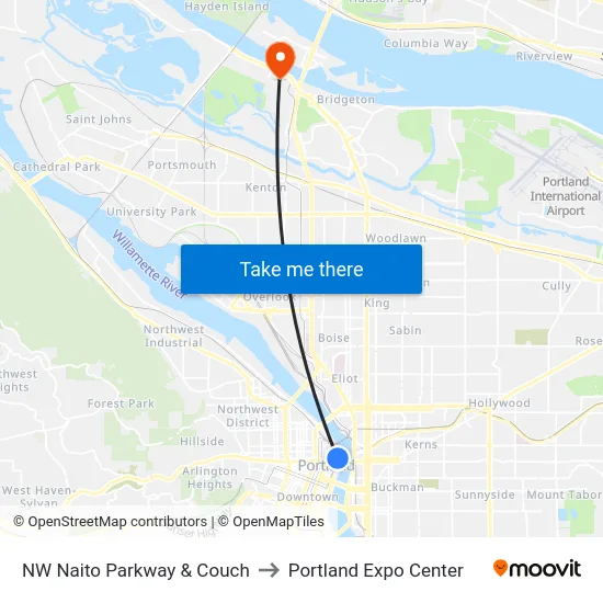 NW Naito Parkway & Couch to Portland Expo Center map