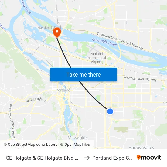 SE Holgate & SE Holgate Blvd Max Stn to Portland Expo Center map