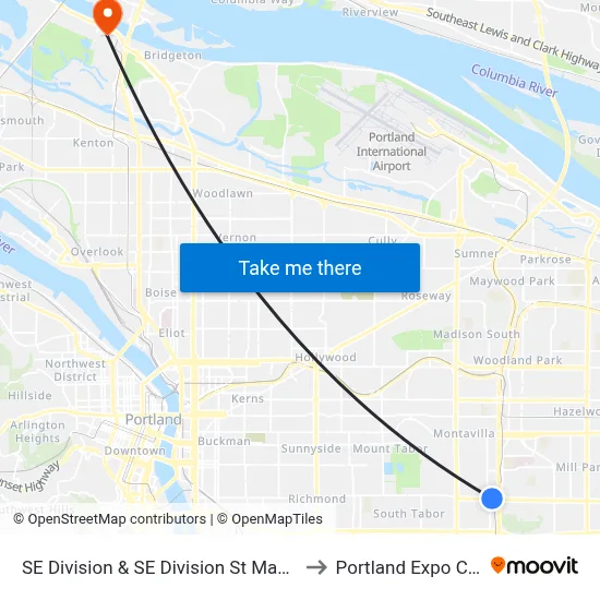 SE Division & SE Division St Max Station to Portland Expo Center map