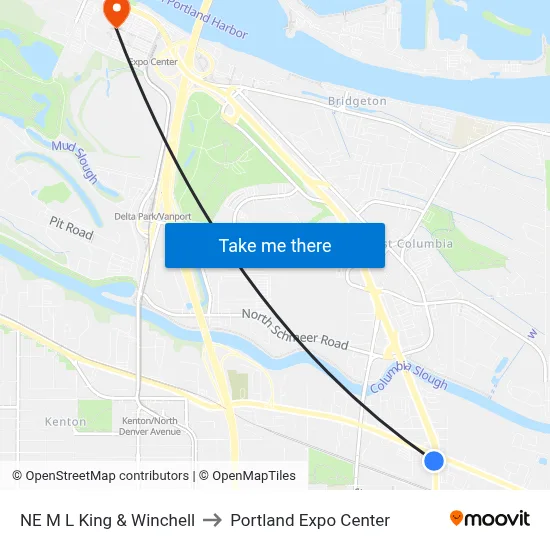 NE M L King & Winchell to Portland Expo Center map