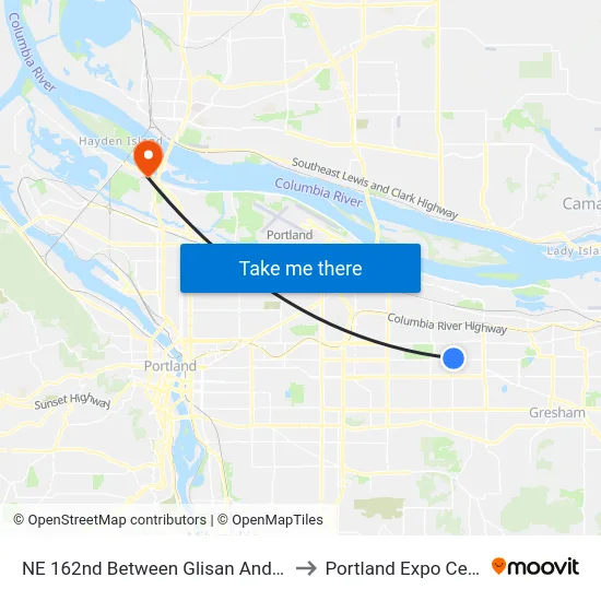 NE 162nd Between Glisan And Hoyt to Portland Expo Center map