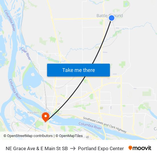 NE Grace Ave & E Main St SB to Portland Expo Center map