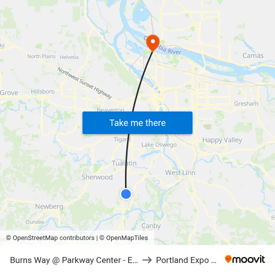 Burns Way @ Parkway Center - Eastbound to Portland Expo Center map