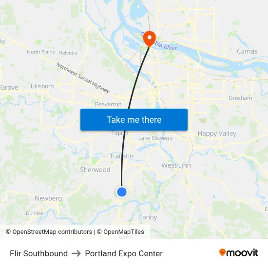 Flir Southbound to Portland Expo Center map